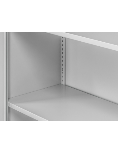 Metalowa witryna szafa aktowa gabinetowa szara do biura z sejfem