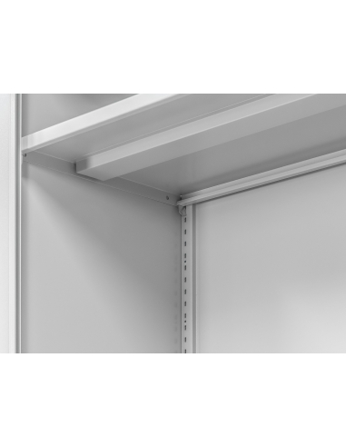 Metalowa witryna szafa aktowa gabinetowa szara do biura z sejfem