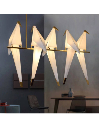 Dizajnerska lampa sufitowa dekoracyjna origami ptaki