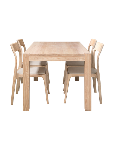 Zestaw duży stół jesionowy 160x90 + 4 jesionowe krzesła z tapicerowanym siedziskiem