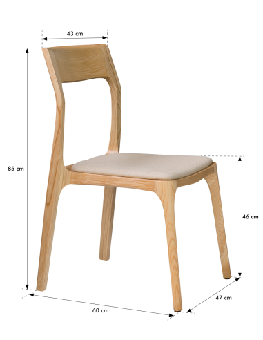 Zestaw duży stół jesionowy 160x90 + 4 jesionowe krzesła z tapicerowanym siedziskiem