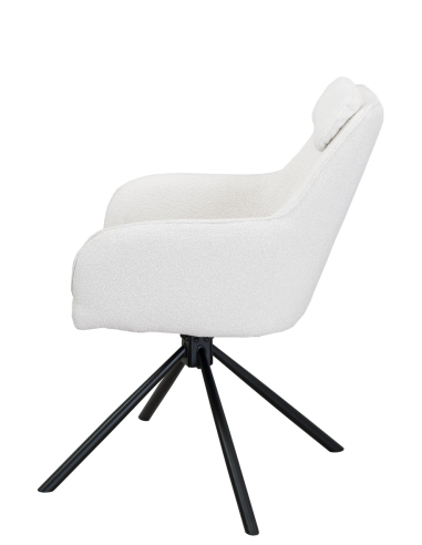 Duży rozkładany stół 240cm ceramiczny blat i 6 obrotowych krzeseł kubełkowych boucle