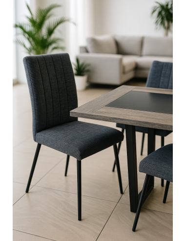 Zestaw dużego stołu 180x80 cm ze szklaną wstawką i 6 krzesłami tapicerowanymi