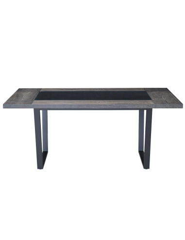 Zestaw dużego stołu 180x80 cm ze szklaną wstawką i 6 krzesłami tapicerowanymi