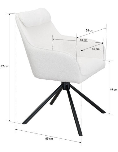 Zestaw do jadalni i sali konferencyjnej: duży stół ceramiczny 160-240 cm + 8 foteli obrotowych bouclé białych