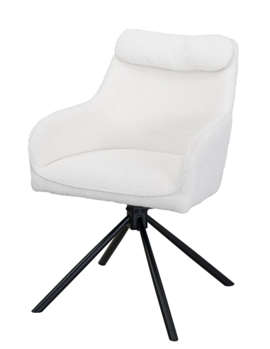 Zestaw do jadalni i sali konferencyjnej: duży stół ceramiczny 160-240 cm + 8 foteli obrotowych bouclé białych