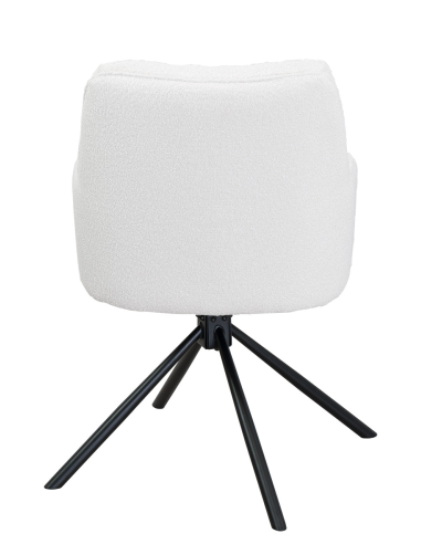 Zestaw do jadalni i sali konferencyjnej: duży stół ceramiczny 160-240 cm + 8 foteli obrotowych bouclé białych