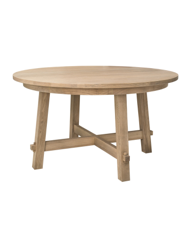 Zestaw do jadalni: okrągły stół jesionowy 137 cm + 4 krzesła dębowe tapicerowane loft modern