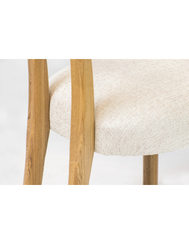 Zestaw do jadalni: okrągły stół jesionowy 137 cm + 4 krzesła dębowe tapicerowane loft modern