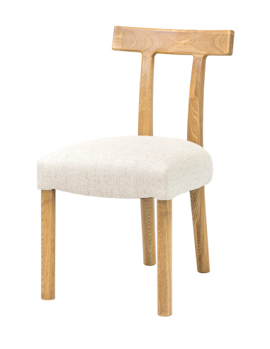 Zestaw do jadalni: okrągły stół jesionowy 137 cm + 4 krzesła dębowe tapicerowane loft modern