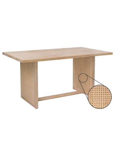 Zestaw do jadalni: stół jesionowy 160x90 z rattanem + 4 krzesła dębowe gięte z rattanowym siedziskiem