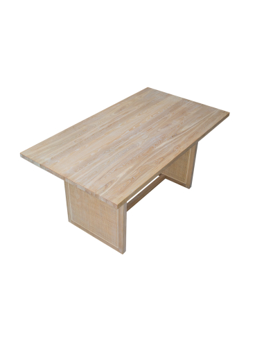 Zestaw do jadalni: stół jesionowy 160x90 z rattanem + 4 krzesła dębowe gięte z rattanowym siedziskiem